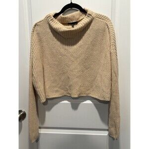 Cotton Candy LA Beige Crop Sweater M L Women’s Medium Large Knit Top Fall Winter